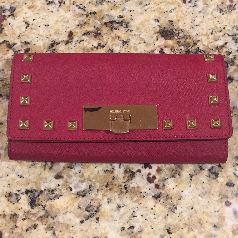 Michael Kors studded ruby red wallet